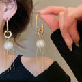 French Elegant Faux Pearl Stud Earrings For Women Geometric Round Vintage Light Luxury Daily Jewelry view 1
