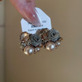 Light Luxury Floral Faux Pearl Stud Earrings With Rhinestone Accents For Women view 4