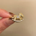 Zircon Horse Open Ring For Women – Gold view 4