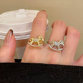 Zircon Horse Open Ring For Women – Gold view 3