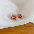 Artificial Crystal Flower Stud Earrings Sweet Minimalist Light Luxury Silver Needle Jewelry view 3