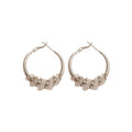 Copper Geometric Round Wrapped Rhinestone Hoop Earrings With Silver Posts For Fashion OL Style view 5