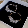Copper Geometric Round Wrapped Rhinestone Hoop Earrings With Silver Posts For Fashion OL Style view 4