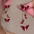 Elegant Copper Zircon Butterfly Tassel Drop Earrings With Silver Needle For Women view 3