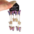 Elegant Copper Zircon Butterfly Tassel Drop Earrings With Silver Needle For Women view 5