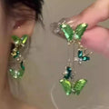 Elegant Copper Zircon Butterfly Tassel Drop Earrings With Silver Needle For Women view 1