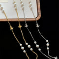 French Old Money Faux Pearl Saturn Star Beaded Sweater Necklace Vintage Elegant Light Luxury Jewelry view 2