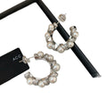 Light Luxury C-Shaped Faux Pearl Stud Earrings With Zircon Lace Silver Pins For Women view 5