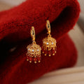 Vintage Chinese Style Copper Zircon Round Tassel Drop Earrings For Women view 3