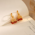 Vintage Chinese Style Copper Zircon Round Tassel Drop Earrings For Women view 4