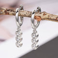 Korean Geometric Round Drop Earrings Short Row Rhinestone Hoop Earrings For Commuter Wear view 3