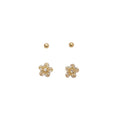 Copper Zircon Flower Stud Earrings Jewelry Set For Women Minimalist Versatile Floral Style view 5