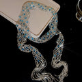 Vintage Geometric Faux Crystal Beaded Tassel Scarf Sweater Necklace For Women view 4