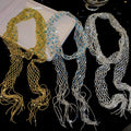 Vintage Geometric Faux Crystal Beaded Tassel Scarf Sweater Necklace For Women view 2