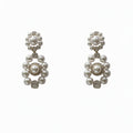 French Vintage Geometric Round Faux Pearl Zircon Stud Earrings For Women view 5