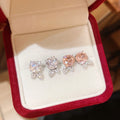 Light Luxury Copper Zircon Flower Stud Earrings For Women, Korean Sweet Elegant Small Floral Design view 3