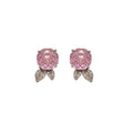 Light Luxury Copper Zircon Flower Stud Earrings For Women, Korean Sweet Elegant Small Floral Design view 5