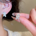 Light Luxury Copper Zircon Flower Stud Earrings For Women, Korean Sweet Elegant Small Floral Design view 4