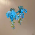 Sweet Heart Flower Crystal Tassel Fabric Drop Earrings With Silver Posts For Women view 4