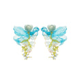 Sweet Heart Flower Crystal Tassel Fabric Drop Earrings With Silver Posts For Women view 5