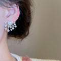 Light Luxury Geometric Faux Pearl Zircon Firework Stud Earrings For Women view 3