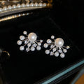 Light Luxury Geometric Faux Pearl Zircon Firework Stud Earrings For Women view 4