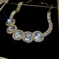 Old Money Style Copper Round Rhinestone Geometric Collarbone Necklace For Women view 4