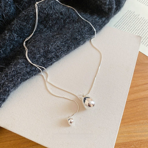 Minimalist Alloy Waterdrop Pendant Sweater Necklace, Old Money Geometric Round Light Luxury Choker