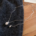Minimalist Alloy Waterdrop Pendant Sweater Necklace, Old Money Geometric Round Light Luxury Choker view 4