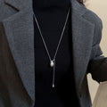 Minimalist Alloy Waterdrop Pendant Sweater Necklace, Old Money Geometric Round Light Luxury Choker view 1