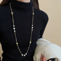 French Old Money Faux Pearl Saturn Star Sweater Necklace Vintage Elegant Light Luxury Choker view 3
