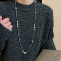 French Old Money Faux Pearl Saturn Star Sweater Necklace Vintage Elegant Light Luxury Choker view 1