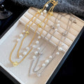 French Old Money Faux Pearl Saturn Star Sweater Necklace Vintage Elegant Light Luxury Choker view 2