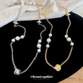 French Old Money Faux Pearl Saturn Star Sweater Necklace Vintage Elegant Light Luxury Choker view 4