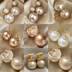French Vintage Round Faux Pearl Stud Earrings For Women, Minimalist Light Luxury Geometric Jewelry