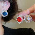 Copper Zircon Round Clip-on Earrings French Vintage Court Style Geometric Elegant Jewelry view 2