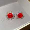Copper Zircon Round Clip-on Earrings French Vintage Court Style Geometric Elegant Jewelry view 3