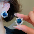 Copper Zircon Round Clip-on Earrings French Vintage Court Style Geometric Elegant Jewelry view 4