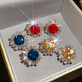 Copper Zircon Round Clip-on Earrings French Vintage Court Style Geometric Elegant Jewelry view 1