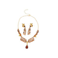 French Court Style Alloy Floral Rhinestone Pendant Necklace And Earrings Jewelry Set view 5