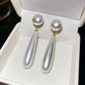 Faux Pearl Teardrop Drop Earrings With Silver Pin, Elegant Minimalist Light Luxury Office Style view 4