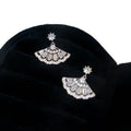 Light Luxury Copper Zircon Fan Triangle Drop Earrings With Silver Pins Chinese Style view 5