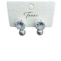Niche Style Geometric Round Faux Pearl Zircon Flower Stud Earrings With Silver Pins view 5