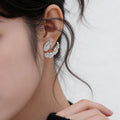 Gold Plated Copper Zircon Leaf Stud Earrings, Niche Geometric Light Luxury Design view 4