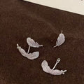 Gold Plated Copper Zircon Leaf Stud Earrings, Niche Geometric Light Luxury Design view 3