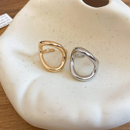 Modern Minimalist Metal Geometric Open Ring For Women Circular Statement Index Finger Jewelry