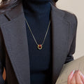 Gold Plated Copper U Pendant Sweater Necklace With Enamel Geometric Old Money Style view 3