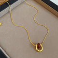 Gold Plated Copper U Pendant Sweater Necklace With Enamel Geometric Old Money Style view 4