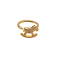 Light Luxury Copper Zircon Star Open Ring With Chinese Zodiac Horse Design view 5