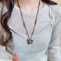 Old Money Alloy Flocked Teddy Bear Pendant Sweater Necklace For Autumn Winter Layering view 3